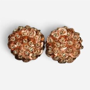 Vintage Burgundy-Berry Colored Sequin Floral Clip-On Earrings MCM Cha-Cha Style